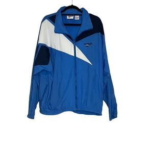 Vintage Reebox Jacket Men’s L Blue black‎ and white windbreaker track..